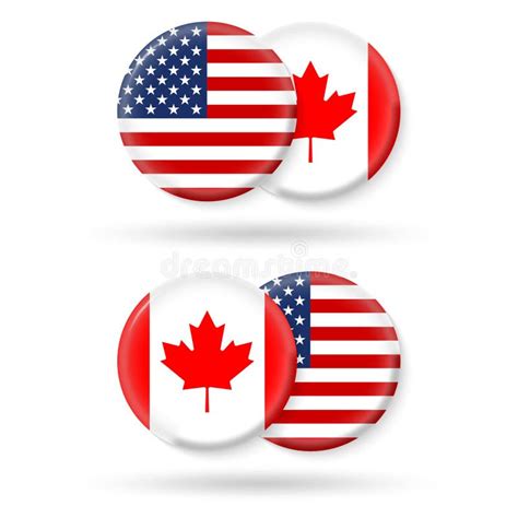 Iconos De Circulo De Estados Unidos Y Canadá Símbolos Nacionales De