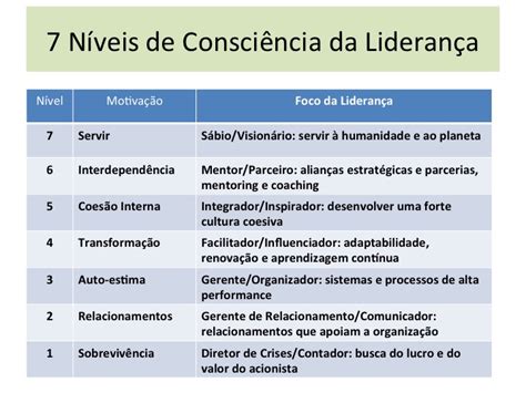 7 níveis de consciência da liderança Liderança