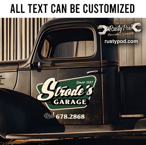 Personalized Hot Rod Garage Lettering Sticker 11004 Rustypod Store