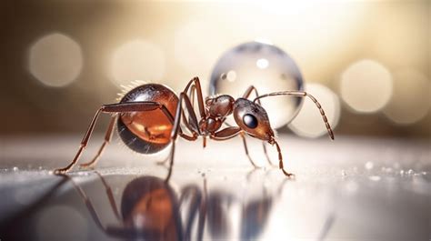 Un Primer Plano De Una Hormiga Con Una Perla En La Superficie Foto