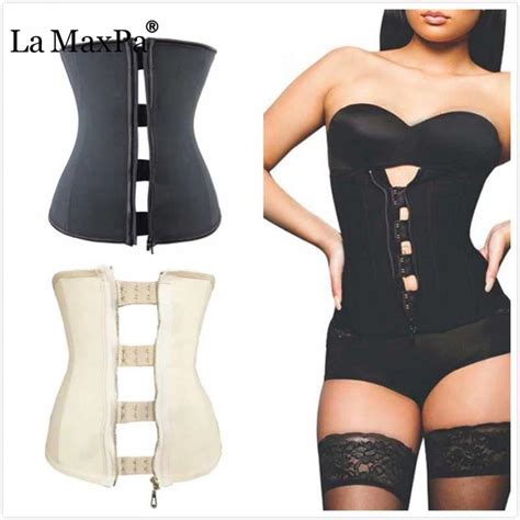 Rubber Latex Waist Trainer Hook Zipper Sexy Cincher Corset Under Bust