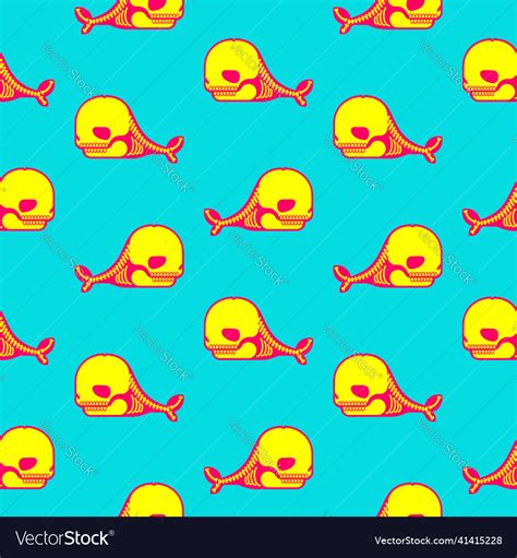 Whale Skeleton Pattern Seamless Cartoon Skull Vector Image