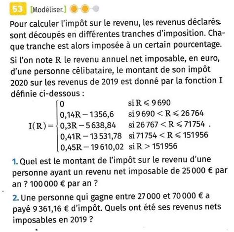 Mod Liser Pour Calculer L Imp T Sur Le Revenu Les Revenus