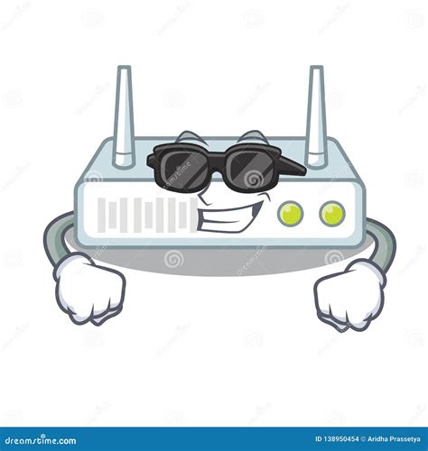 Super Cool Router Is Installed In Cartoon Wall Stock Vector