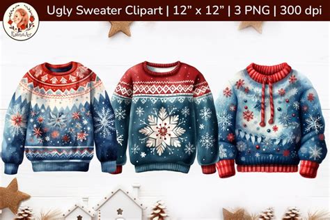 Christmas ugly sweater clipart, cozy christmas clipart