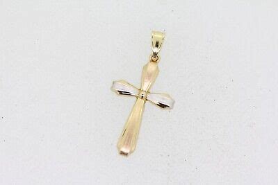 K Two Tone Gold Cross Pendant Ebay