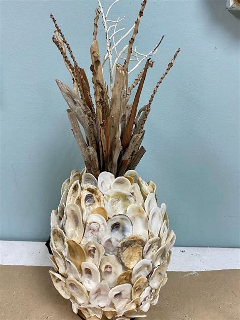 Oyster Shell Pineapple Welcome Decor Tabletop Pineapple Sea Shell