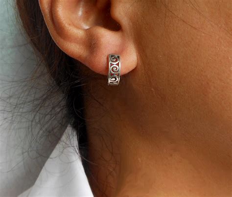 Silver Hug Hoop Earrings Spiral Wave Earrings Sup Silver Sup Silver