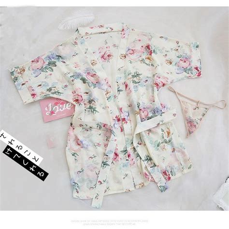 Jual Kimono Lingerie Sexy G String Baju Tidur Bahan Sifon Dicetak A187 2 Cream A All Size