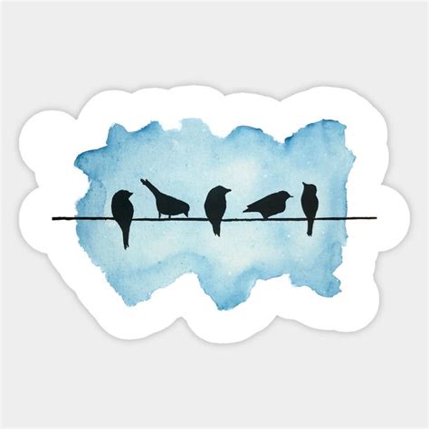 Bird On A Wire By Nadzzzart In 2024 Watercolor Bird Stickers Custom