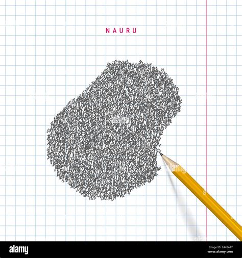 Nauru Sketch Mapa Dibujado A Mano Alzada Sobre Papel Cuadriculado