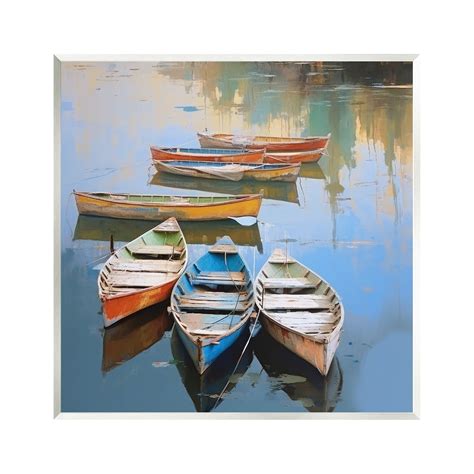 Stupell Industries Canoe Reflections In Lake Transportation Painting