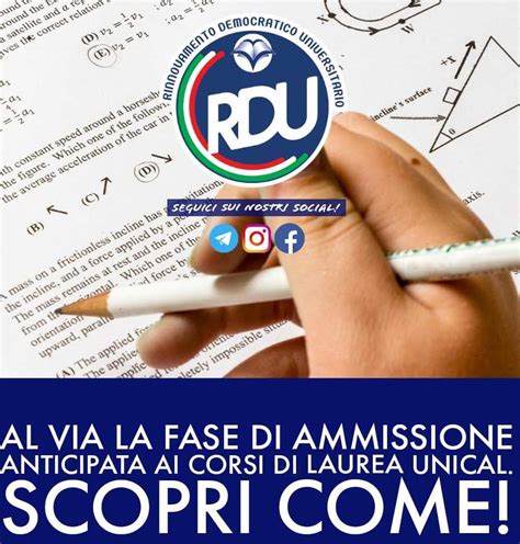 ISCRIZIONI APERTE AI CORSI DI LAUREA DELL UNIVERSITA DELLA CALABRIA