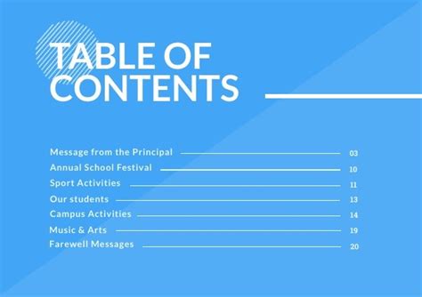 Editable Presentation Table of Contents Example - Flipsnack