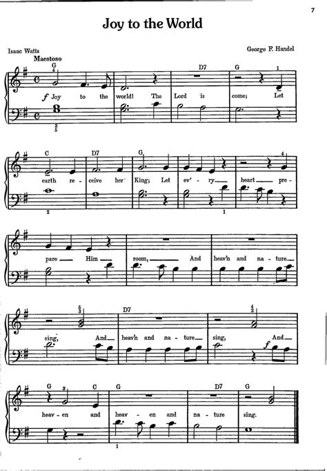 Joy to the World Digital Piano Sheet Music Beginner Level Key of G - Etsy