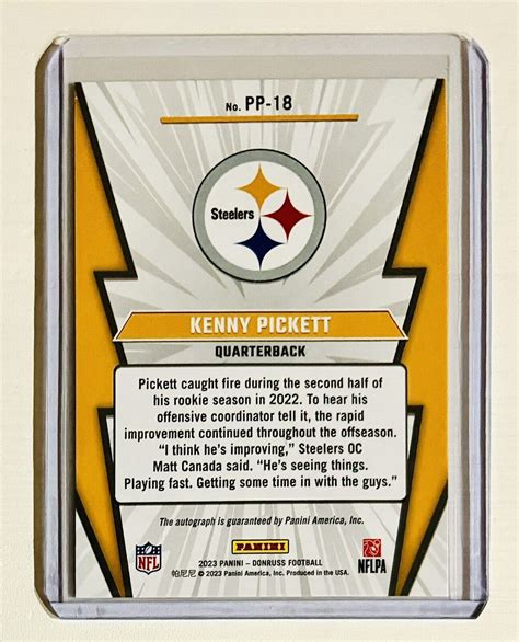 2023 Donruss Football Kenny Pickett Power Plus Auto 99 Steelers PP 18