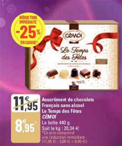 Promo Assortiment De Chocolats Français Sans Alcool Le Temps Des Fêtes