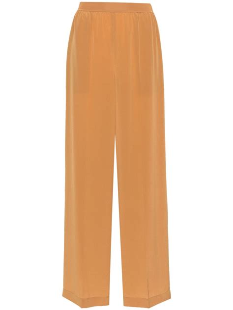 Joseph Silk Wide Leg Trousers Brown Farfetch