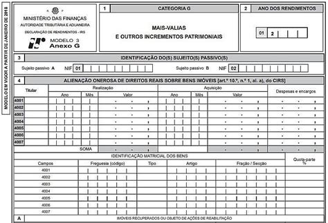 Como Preencher Anexo G Irs Mais Valias De A Es Parte Ii Taofinance