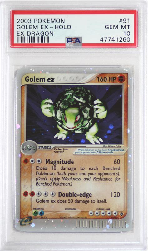 2003 POKEMON EX DRAGON 91 GOLEM EX HOLO PSA 10 CARD Pokefeens