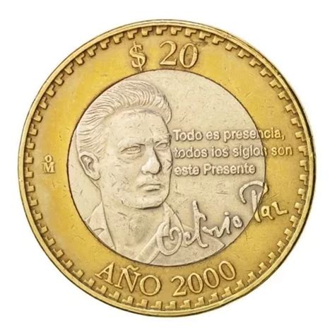 Moneda De 20 Pesos Octavio Paz Cambio De Milenio En Venta En