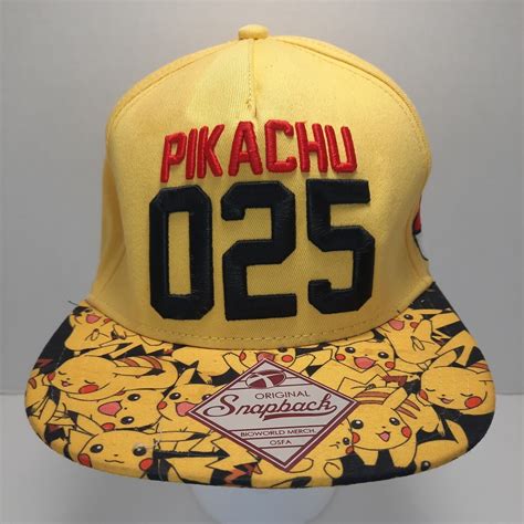 Bioworld Men S Pokemon Pikachu Hat Snapback Black Yellow Adjustable Ebay