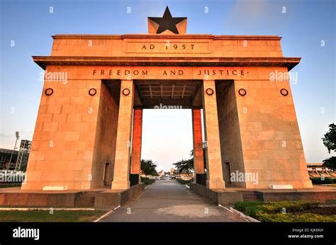 The Independence Arch Of Independence Square Of Accra Ghana At Sunset