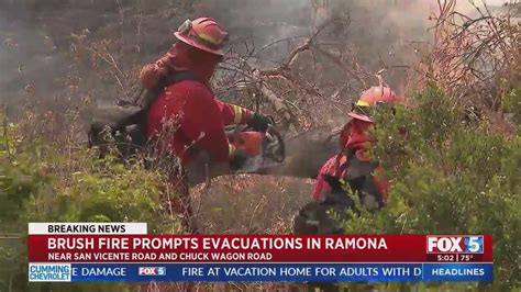 Ramona Brush Fire Prompts Evacuations Youtube