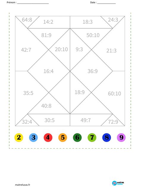 12 Coloriages Magiques Divisions Cp Ce1 Maître Lucas