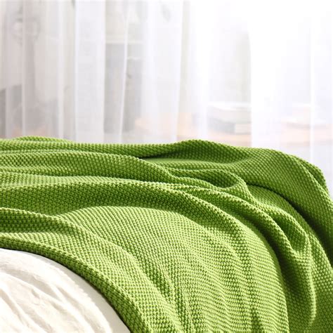 Throw Blanket Cotton Moss Stitch Soft Warm Blanket for Couch Sofa Chair Decorative Knit Blanket ...