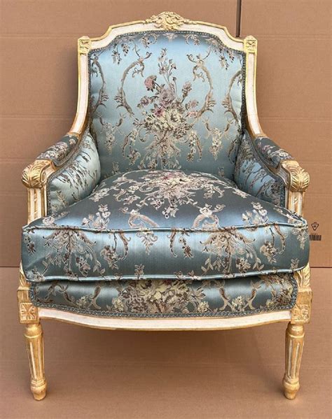 Casa Padrino Barock Lounge Thron Sessel Empire Hellblau Muster Wei