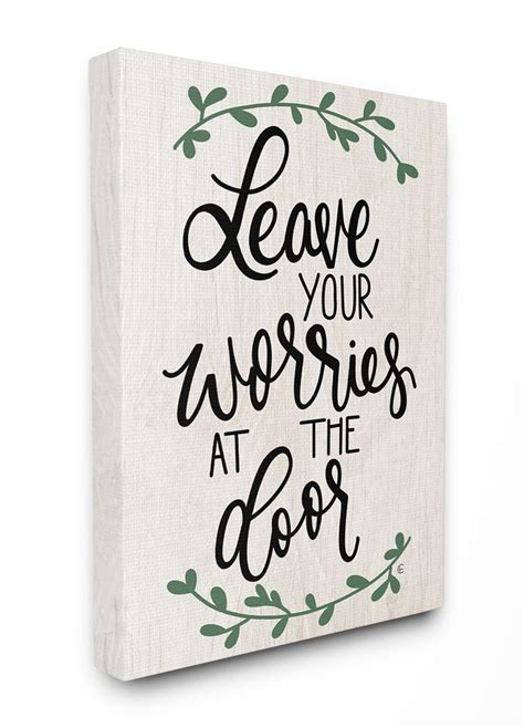 Leave Your Worries At The Door Quote X Canvas Wall Art White