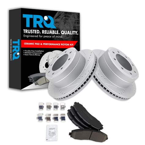 Trq Rear Premium Posi Ceramic Brake Pad Performance Rotor Kit For