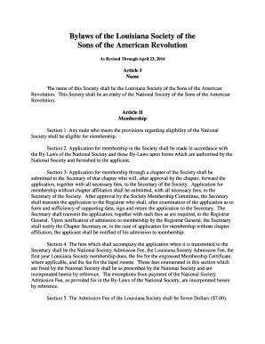 Fillable Online Bylaws Of The Louisiana Society Of The Fax Email Print