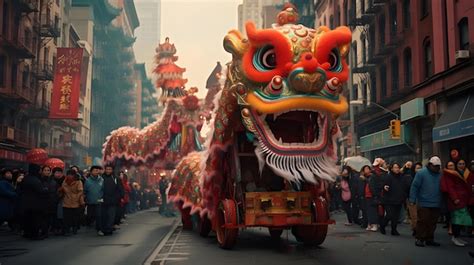 Premium Photo | Chinese Dragon Dance Parade for Lunar New Year ...