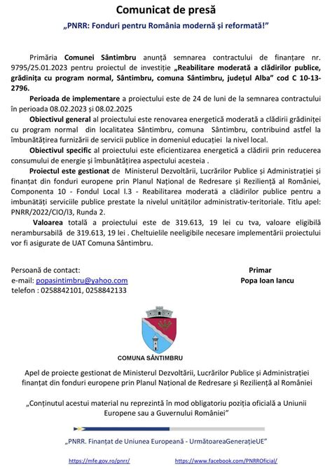 Comunicat de presă Municipiul Alba Iulia anunț privind stadiul