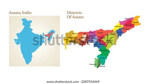 Administrative Political Map State Assam India Stock Vector Royalty Free 2287554469 Shutterstock