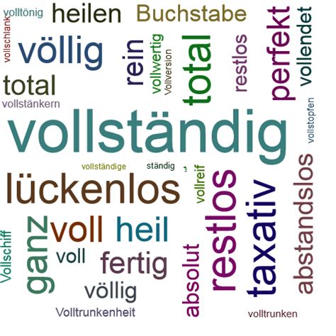 VOLLSTÄNDIG Synonym Lexikothek ein anderes Wort für vollständig