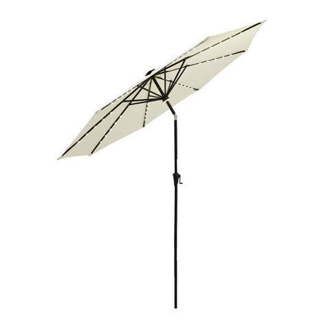 Flame Shade Ft Aluminum Market Solar Lighted Tilt Patio Umbrella