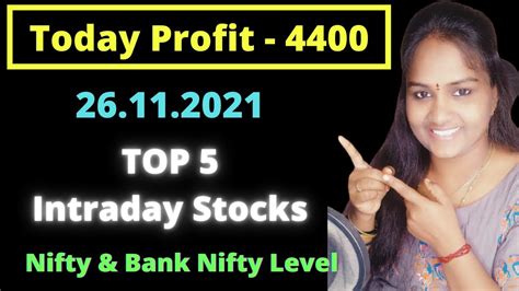 Today Profit 4400 26 11 2021 TOP 5 Intraday Stocks Nifty Bank