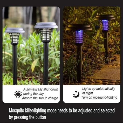 Nornward 2 Pièces Lampe Anti Moustique À Énergie Solaire Bug Zapper