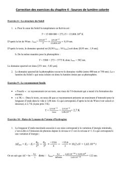 Evaluation Lumi Res Et Spectres Correction Exercice Qcm