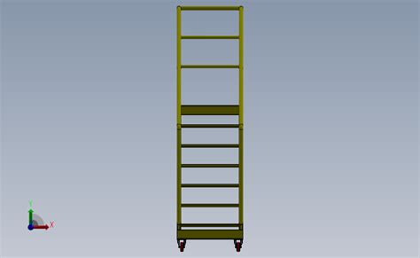 移动式钢结构斜梯solidworks 2015模型图纸下载 懒石网