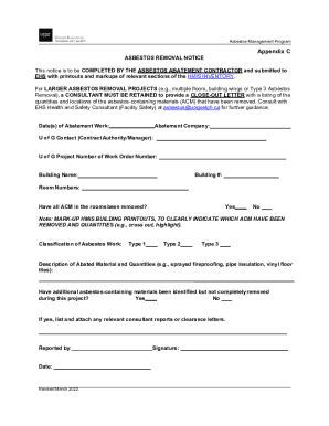 Fillable Online Appendix C Asbestos Abatement Notice Form Fax Email