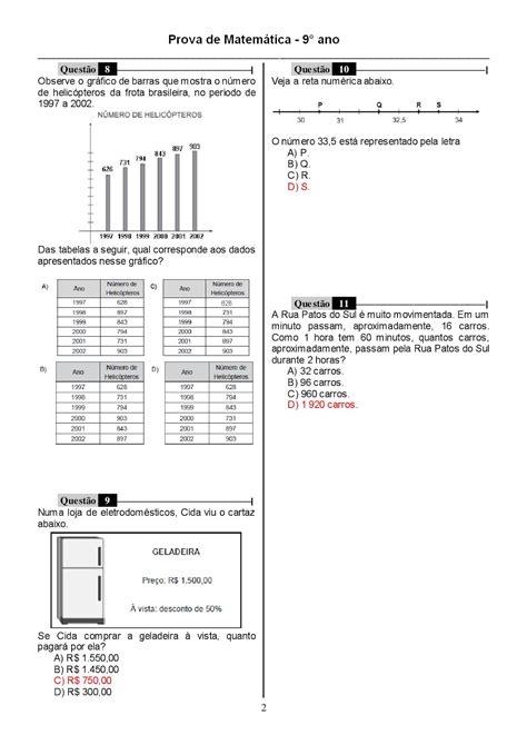 Provas De Matematica 9 Ano Com Gabarito