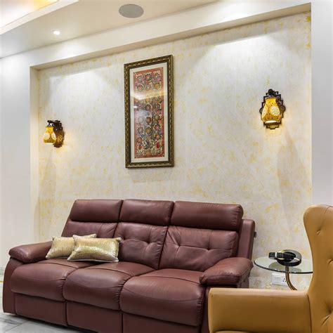 Warm Toned Wallpaper Design For Living Rooms Livspace