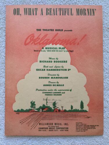 Oh What A Beautiful Mornin Sheet Music 1943 Oklahoma Rodgers And Hammerstein M3x Ebay