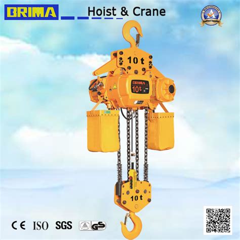 7 5t 3 Falls Double Speed Electric Chain Hoist With Hook Overhead Crane