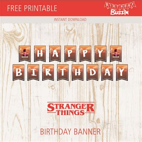 Free Printable Stranger Things birthday banner | Birthday Buzzin ...