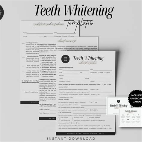 Teeth Whitening Consent Form Etsy